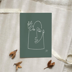 Postcard - Hello Dark Green