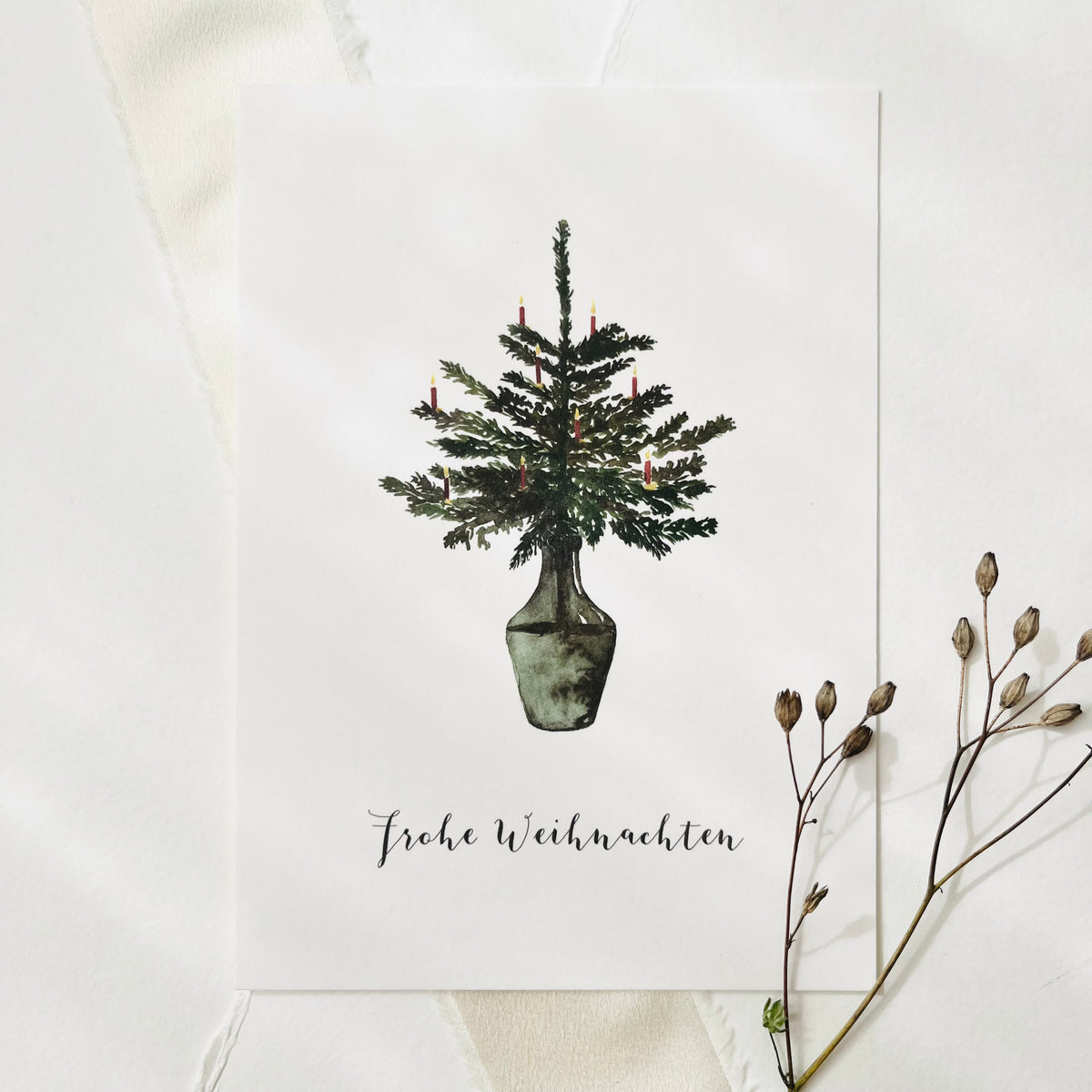 Postkarte · Weihnachtsbaum in Vase