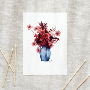 Postkarte - Red Autumn Flowers
