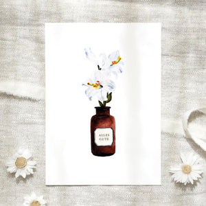 Postkarte - Alles Gute · Apothekerglas