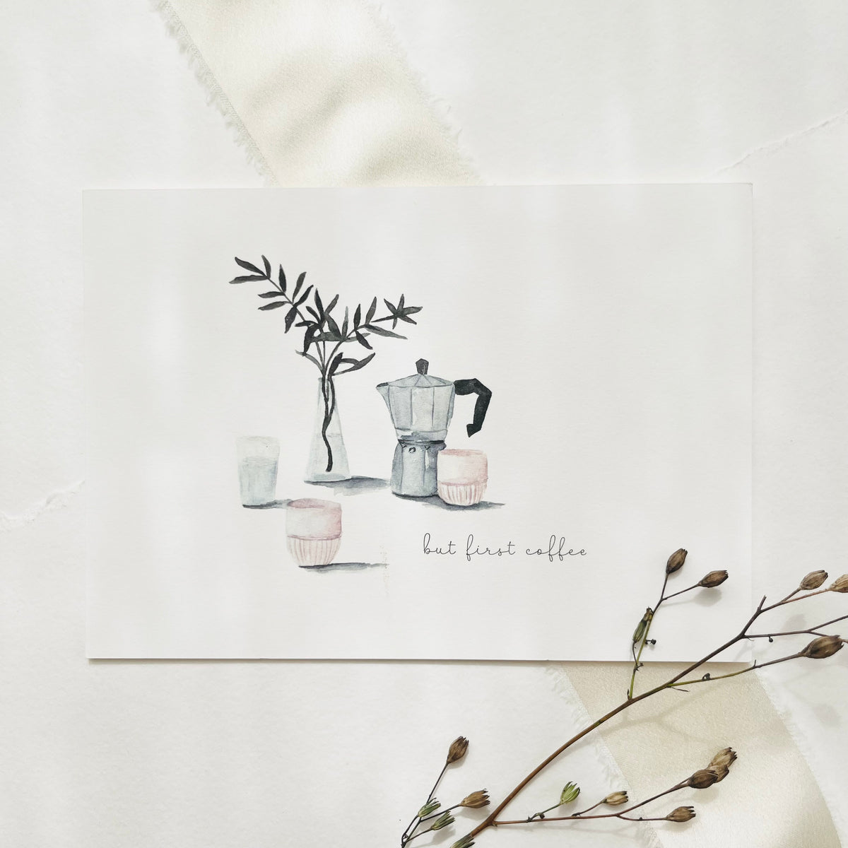 Postkarte - But first coffee