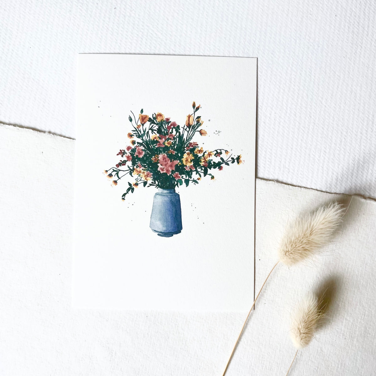 Postcard Blue Flower Vase