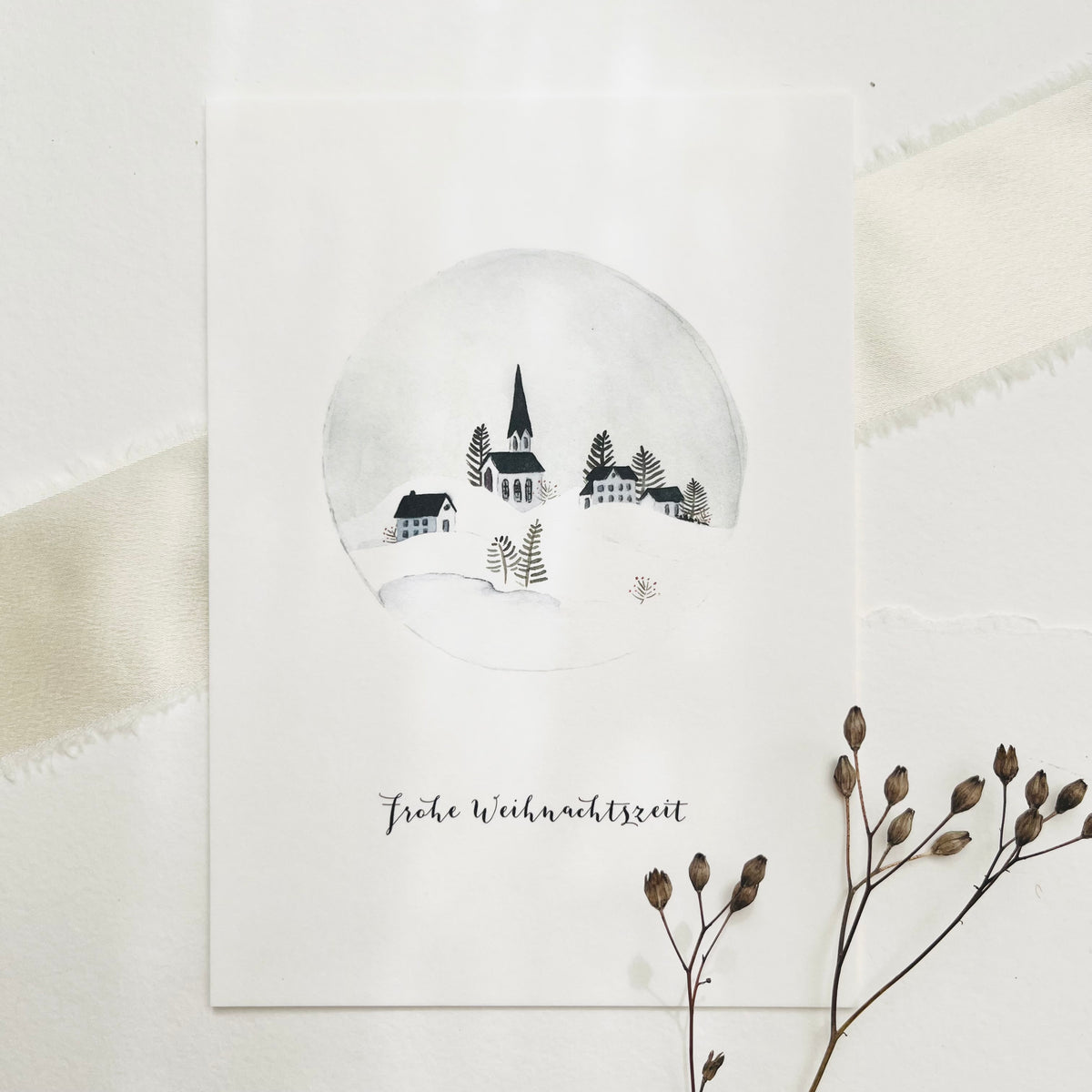 Postkarte - Schneekugel