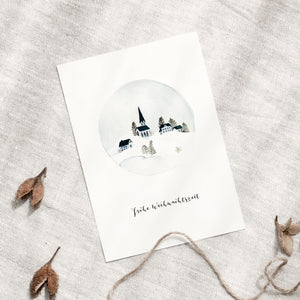 Postkarte - Schneekugel