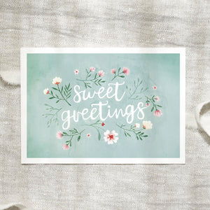 Postkarte - Sweet Greetings | Green Blossoms