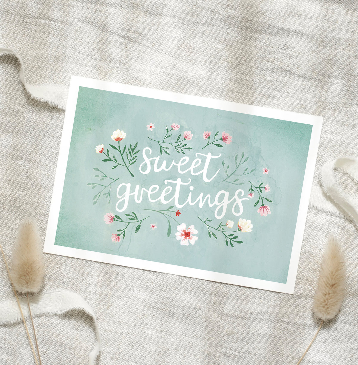 Postkarte - Sweet Greetings | Green Blossoms