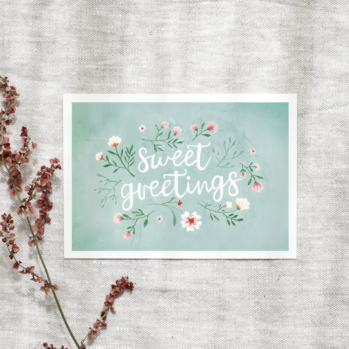 Postkarte - Sweet Greetings | Green Blossoms