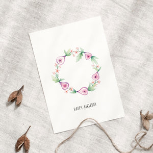 Postcard - Birthday Fig wreath