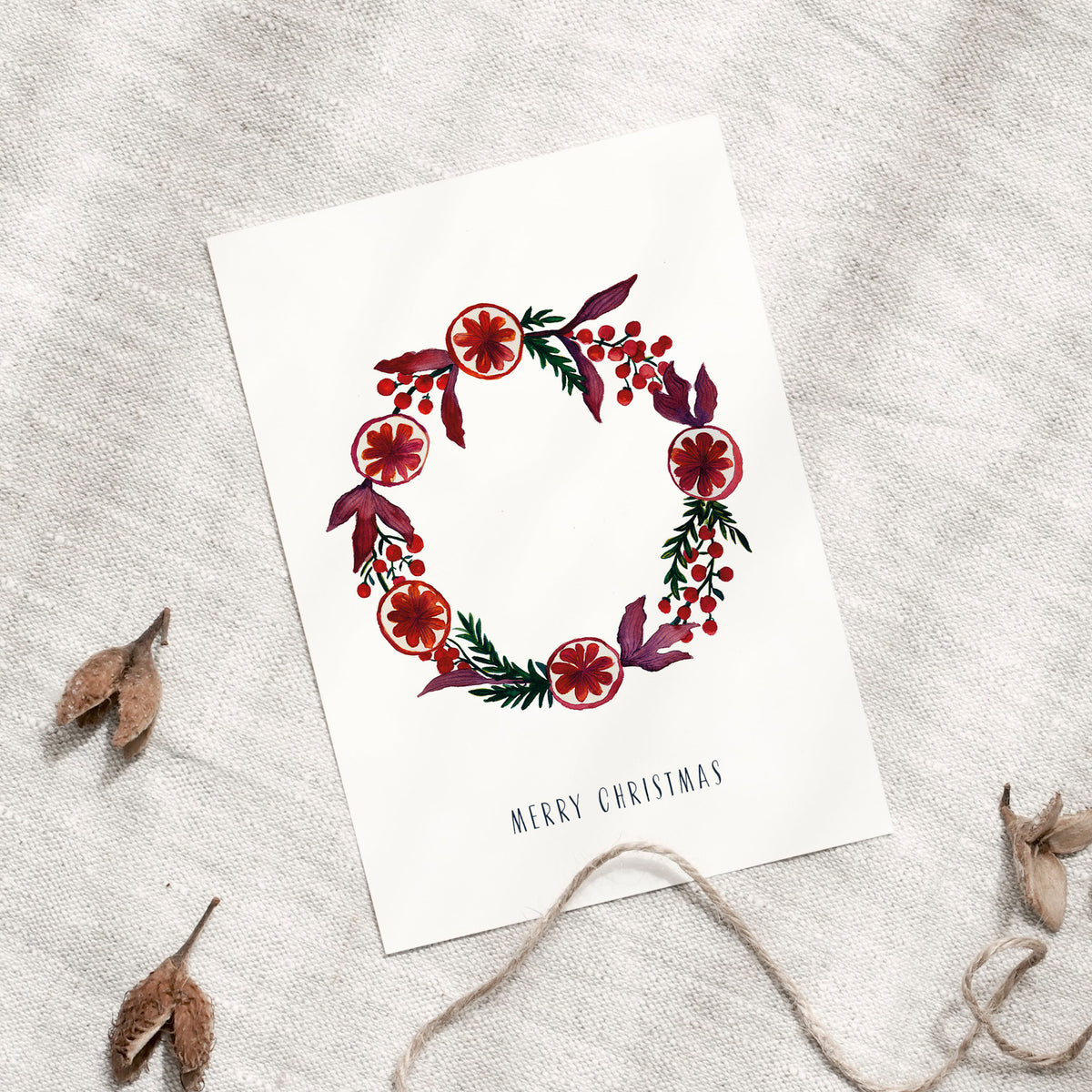 Postcard - Christmas wreath | Red