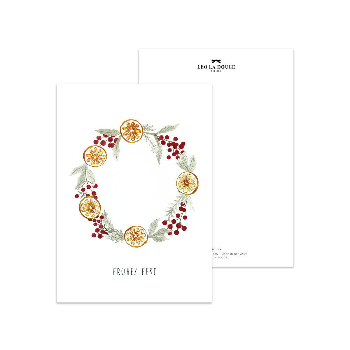 Postcard - Christmas wreath | Orange