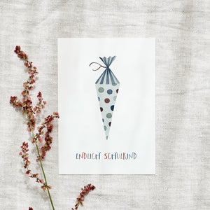 Postkarte · Einschulung | Schultüte Blau