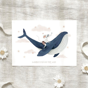 Postkarte · Willkommen auf der Welt | Wal