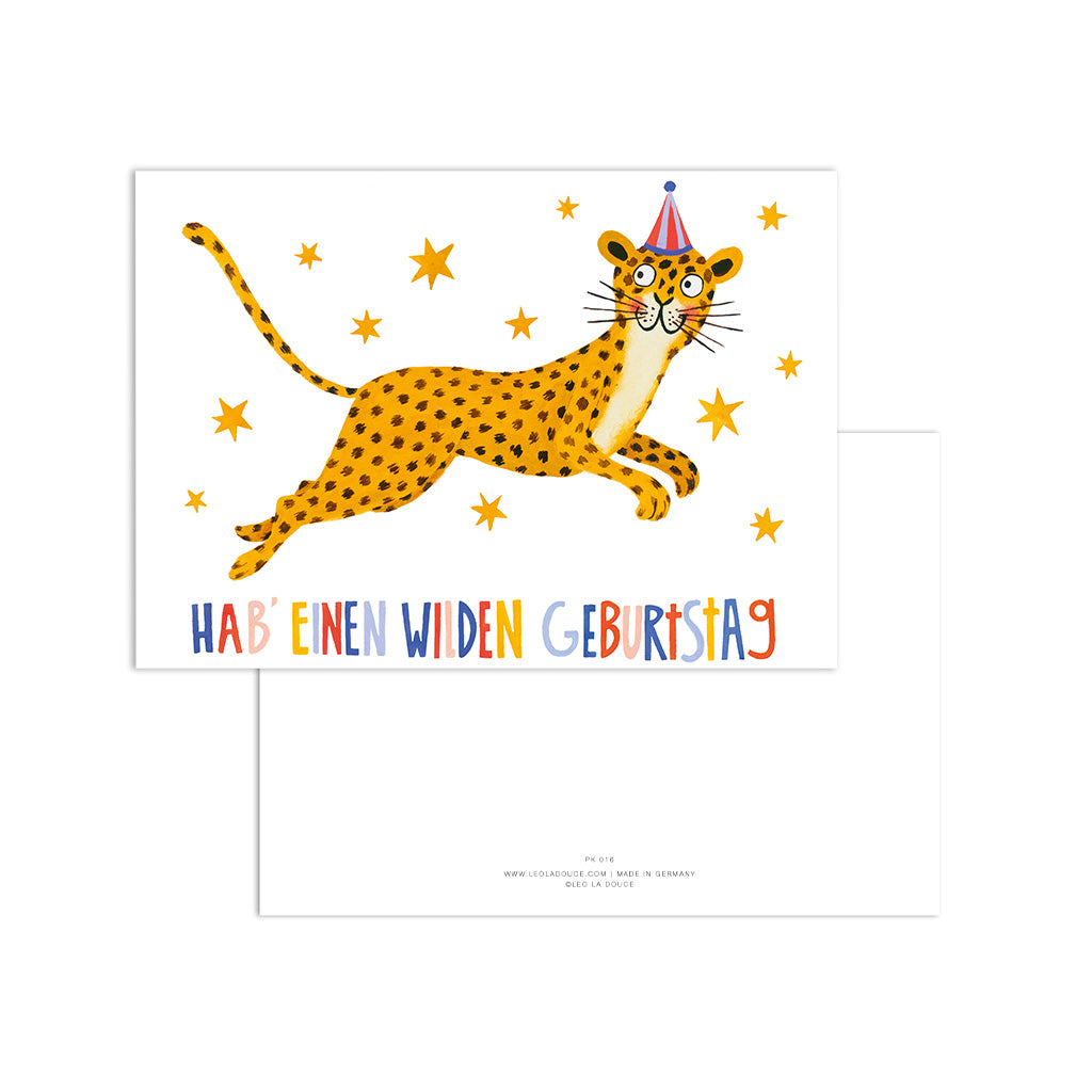 Postkarte · Wilder Geburtstag | Leopard