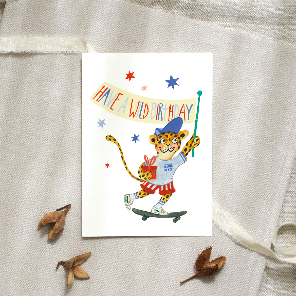 Postkarte · Skateboard | Leopard