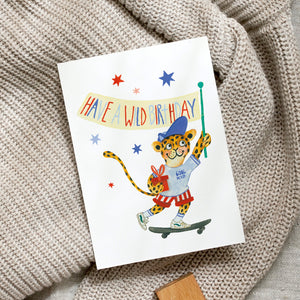 Postkarte · Skateboard | Leopard