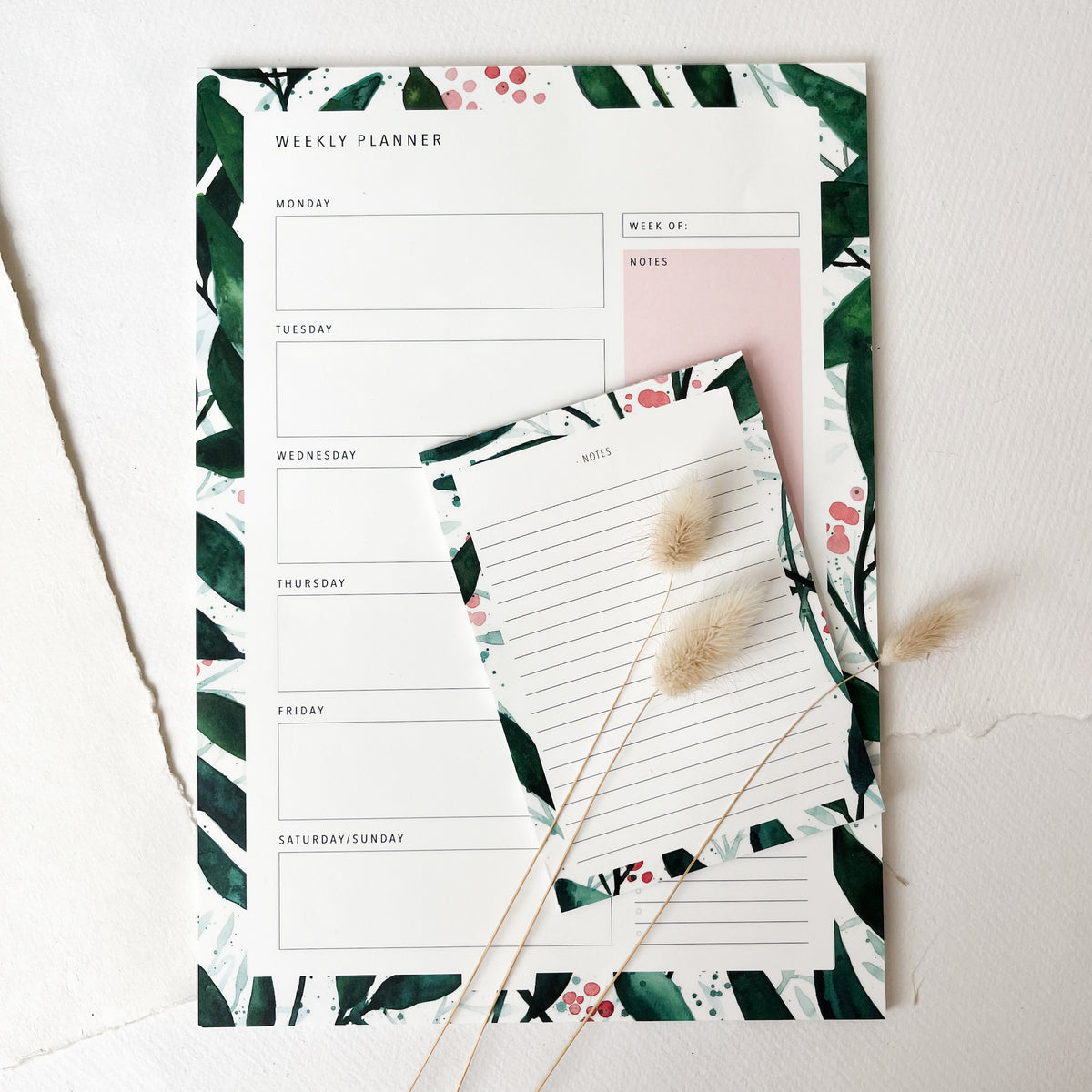 Weekly Planner - Green Leaves No1 | A4
