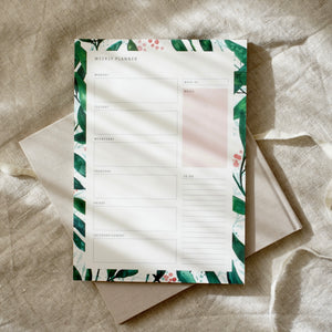 Weekly Planner - Green Leaves No1 | A4
