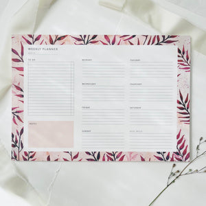 Weekly Planner - Summer Leaves (Pink) | A4