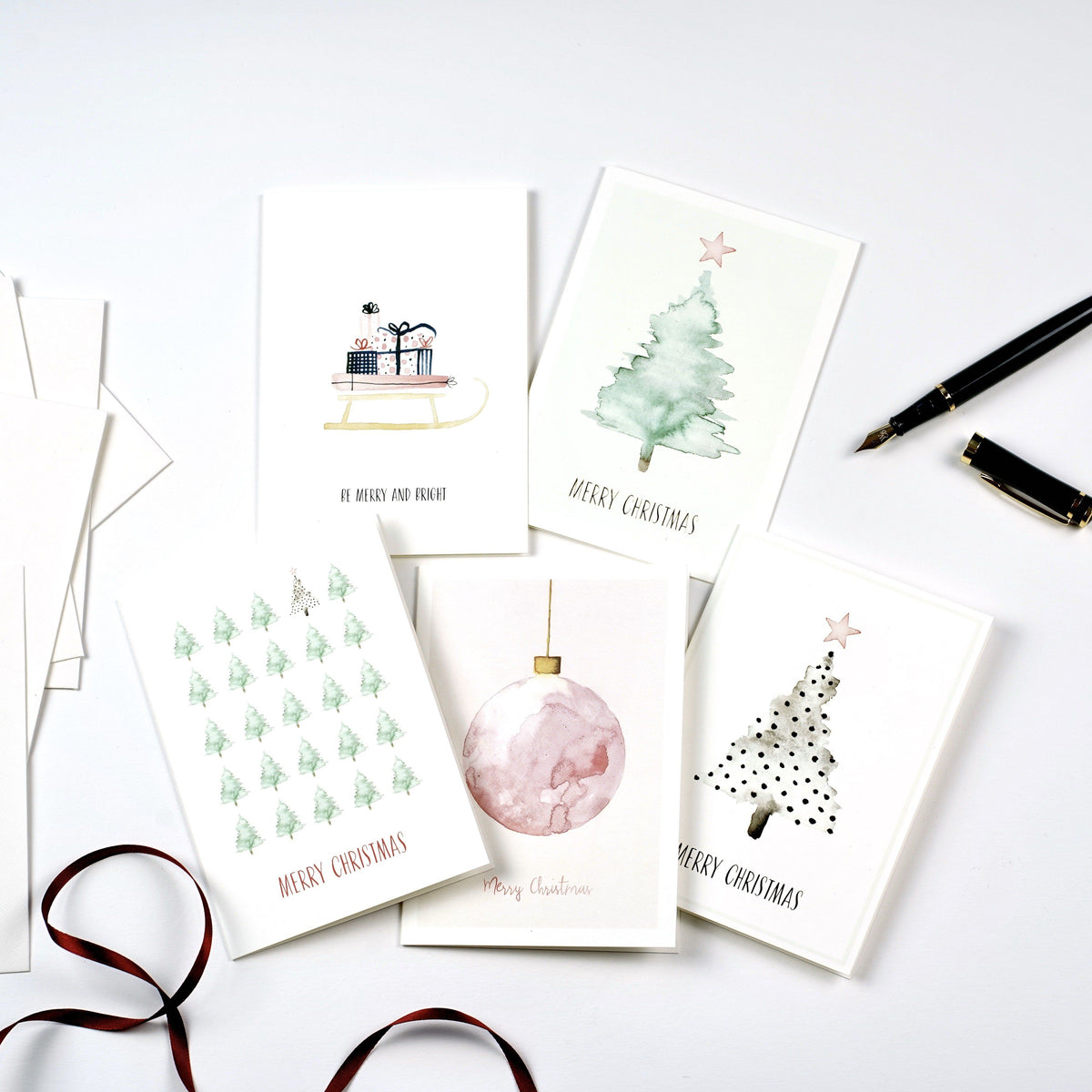5er Set Weihnachtskarten · Christmas Time Grußkarte Atelier Leo la Douce 