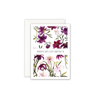 Grußkarte · Lilien zum Geburtstag Grußkarte Leo la Douce 