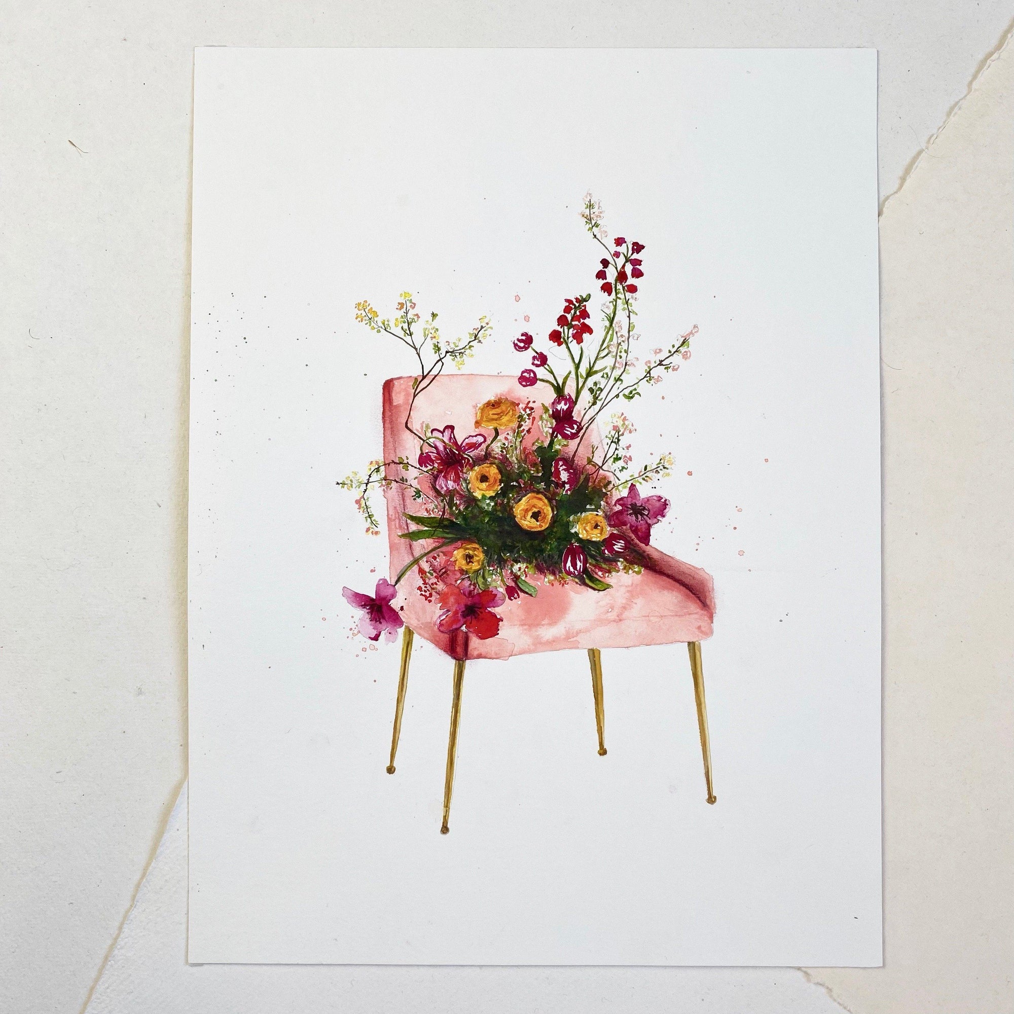 Original-Illustration | Flower Chair Kunstdruck Leo la Douce 