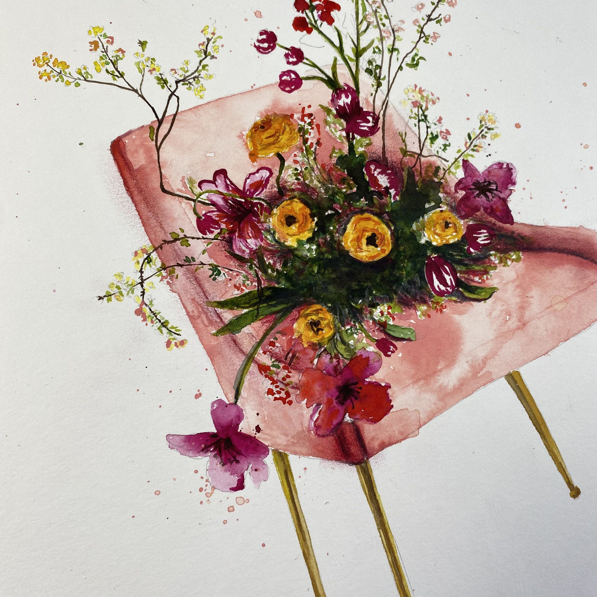 Original-Illustration | Flower Chair Kunstdruck Leo la Douce 