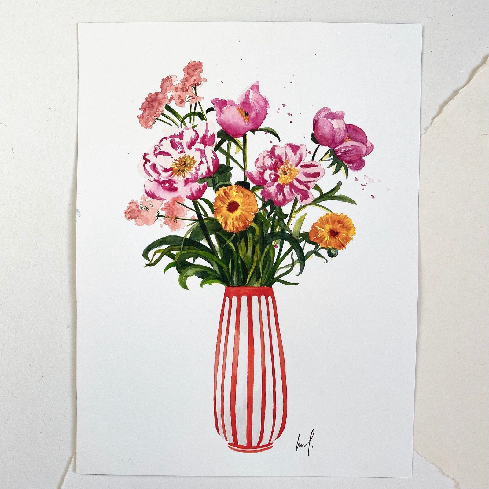 Original-Illustration | Pink Peonies Kunstdruck Leo la Douce 