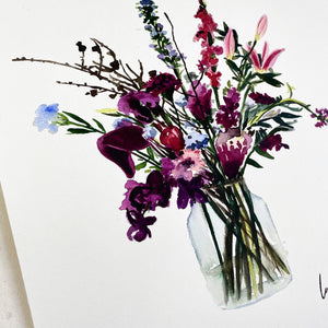 Original-Illustration | Violet Flowers Kunstdruck Leo la Douce 