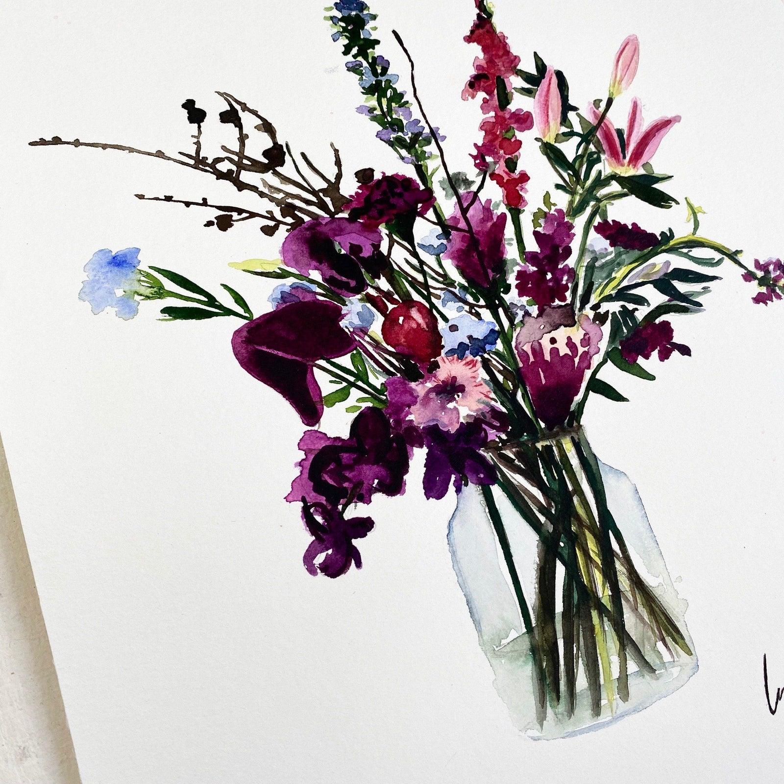 Original-Illustration | Violet Flowers Kunstdruck Leo la Douce 