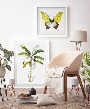 Kunstdruck - GREEN BUTTERFLY Kunstdruck Leo la Douce