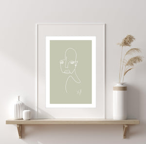 Kunstdruck - ART LINE - MELANCHOLIE (PALE GREEN) Kunstdruck Leo la Douce