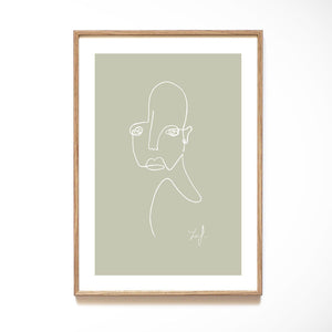 Kunstdruck - ART LINE - MELANCHOLIE (PALE GREEN) Kunstdruck Leo la Douce