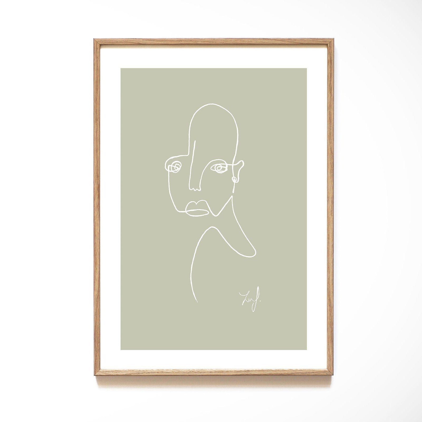 Kunstdruck - ART LINE - MELANCHOLIE (PALE GREEN) Kunstdruck Leo la Douce