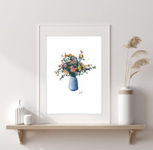 Kunstdruck - BLUE FLOWER VASE Kunstdruck Leo la Douce
