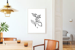 Kunstdruck - ART LINE - B/W CITRUS FLOWER Kunstdruck Leo la Douce