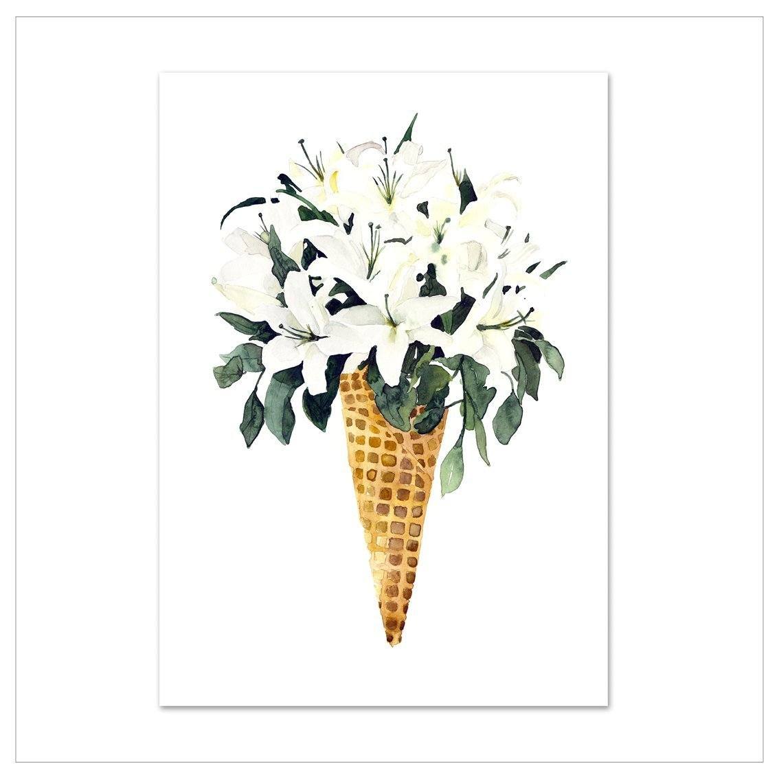 Kunstdruck - WHITE FLOWER CONE Kunstdruck Leo la Douce
