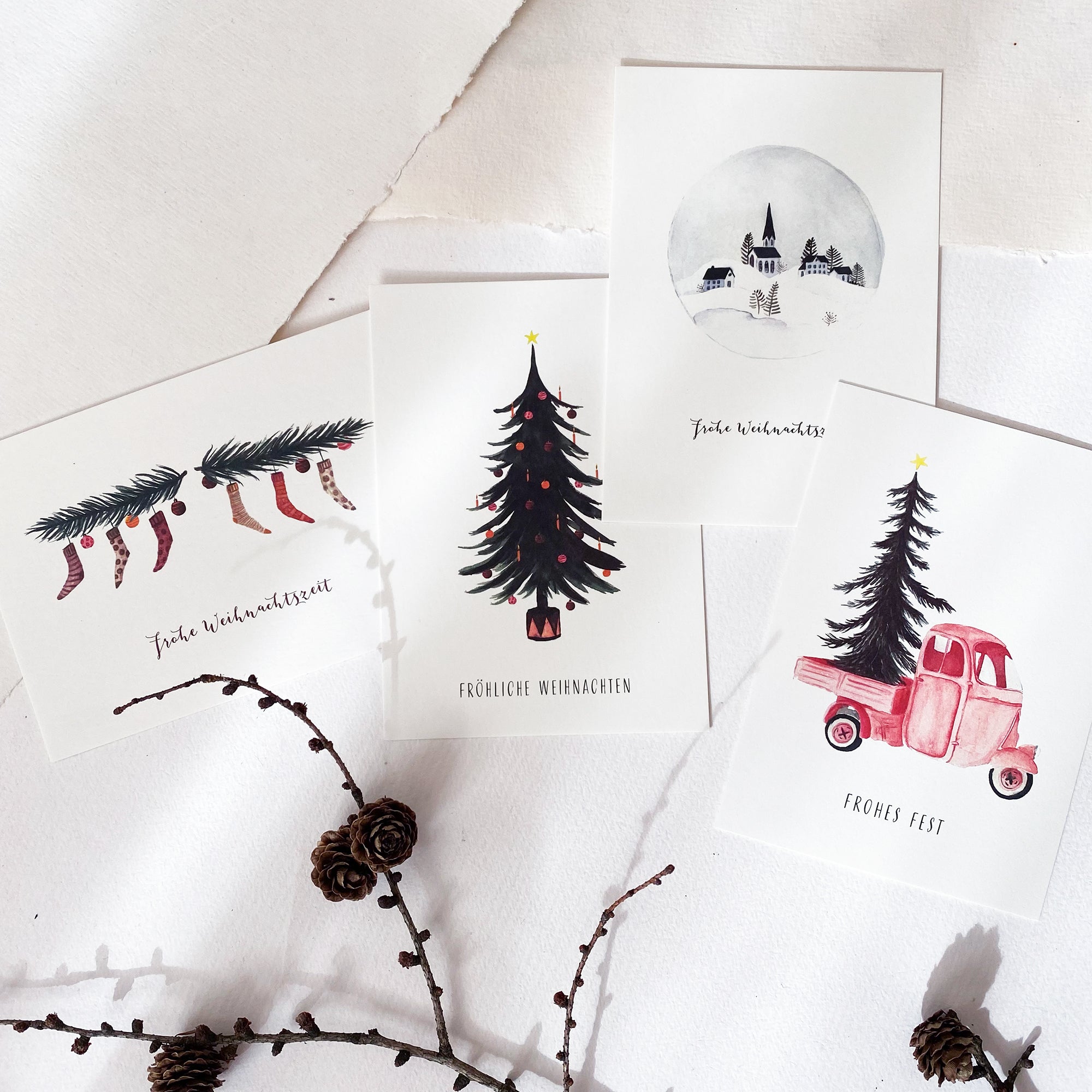 8er Set Postkarten · Weihnachtskarten Set I Postkarte Atelier Leo la Douce 