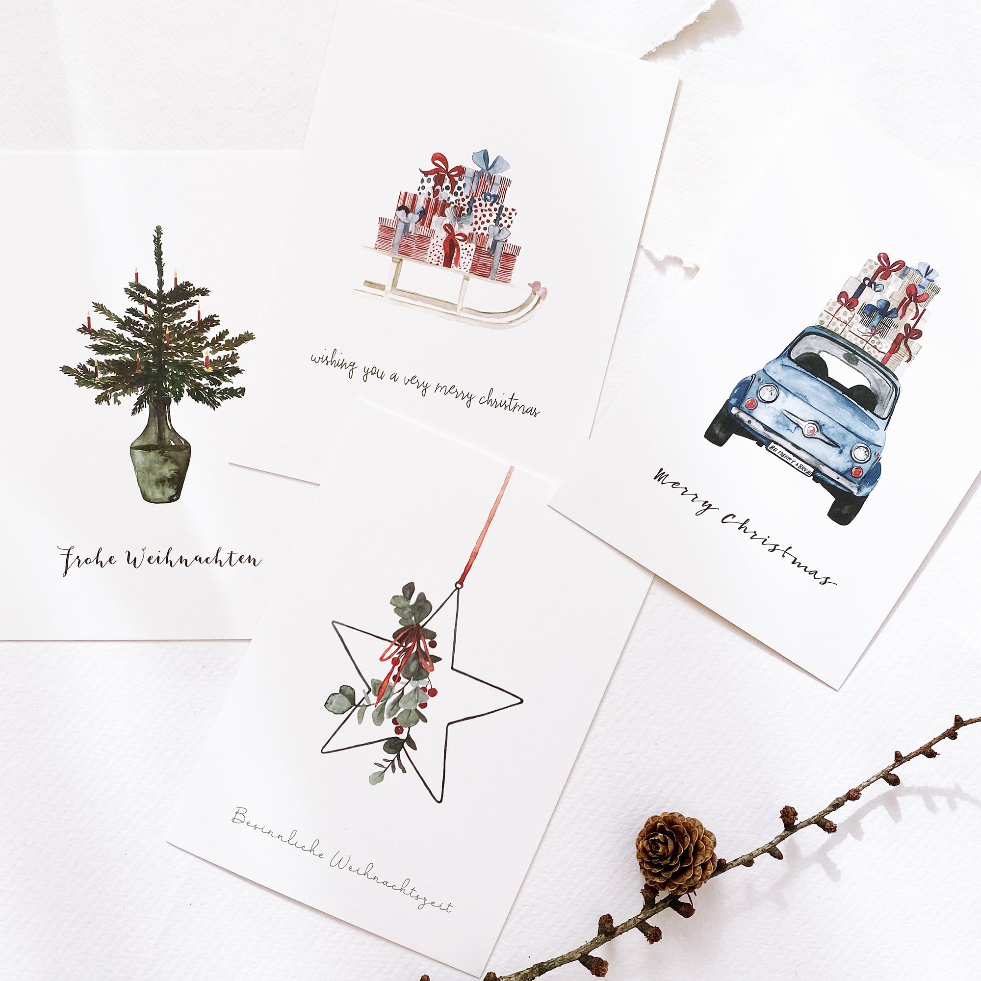8er Set Postkarten · Weihnachtskarten Set IV Postkarte Atelier Leo la Douce 