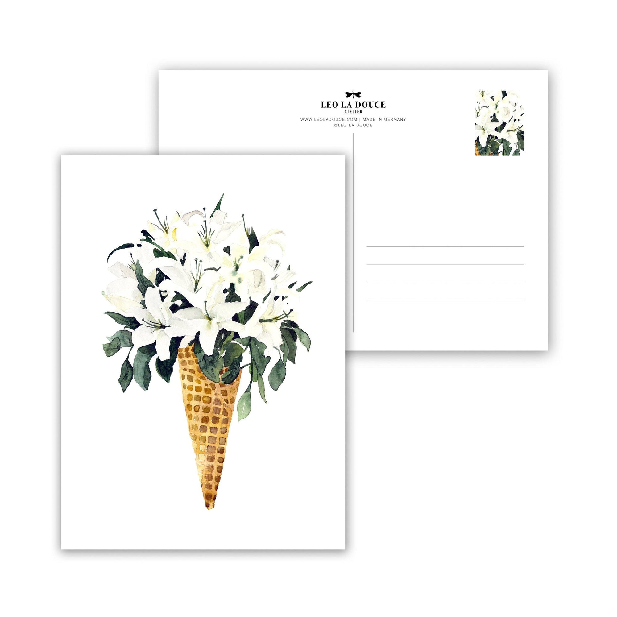 Postkarte - WHITE FLOWER CONE Postkarte Leo la Douce 