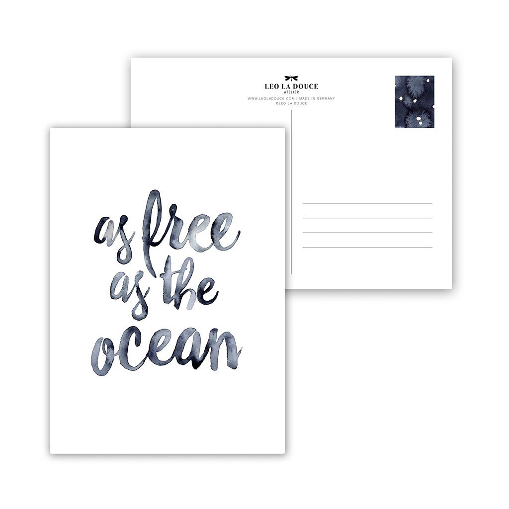 Postkarte - AS FREE AS THE OCEAN Postkarte Leo la Douce 