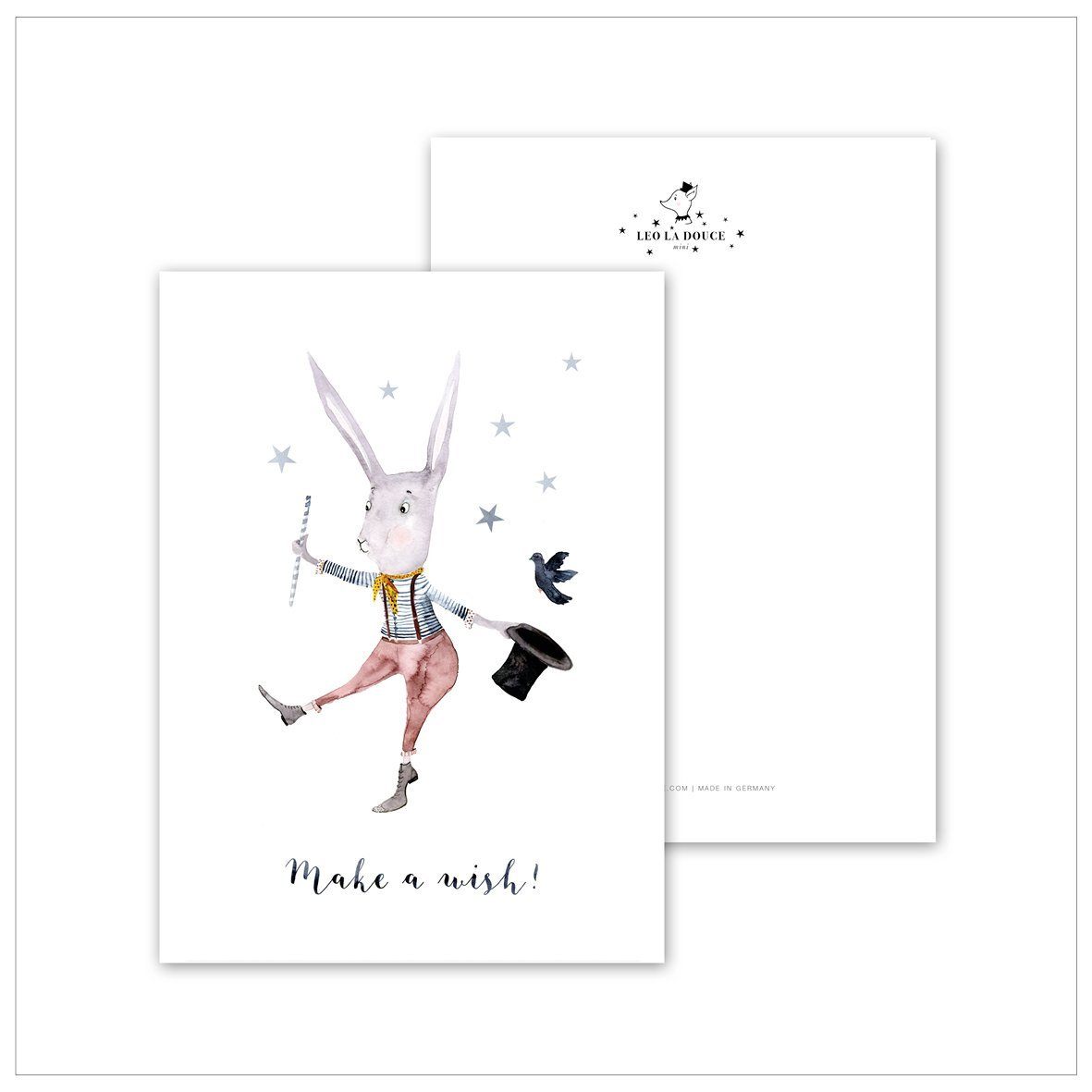 Postkarte - MAKE A WISH (RABBIT) Leo la Douce 