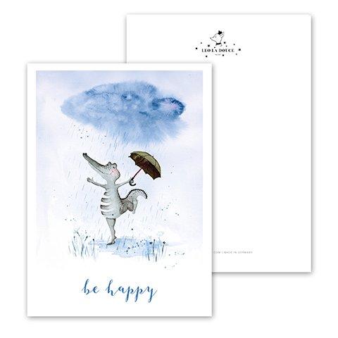 Postkarte - BE HAPPY CROCODILE Postkarte Leo la Douce 