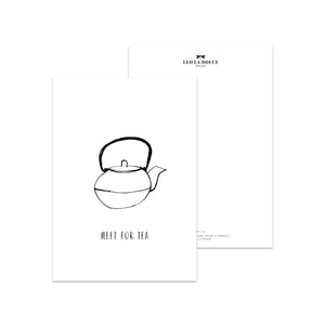 Postkarte - B/W MEET FOR TEA Postkarte Leo la Douce 