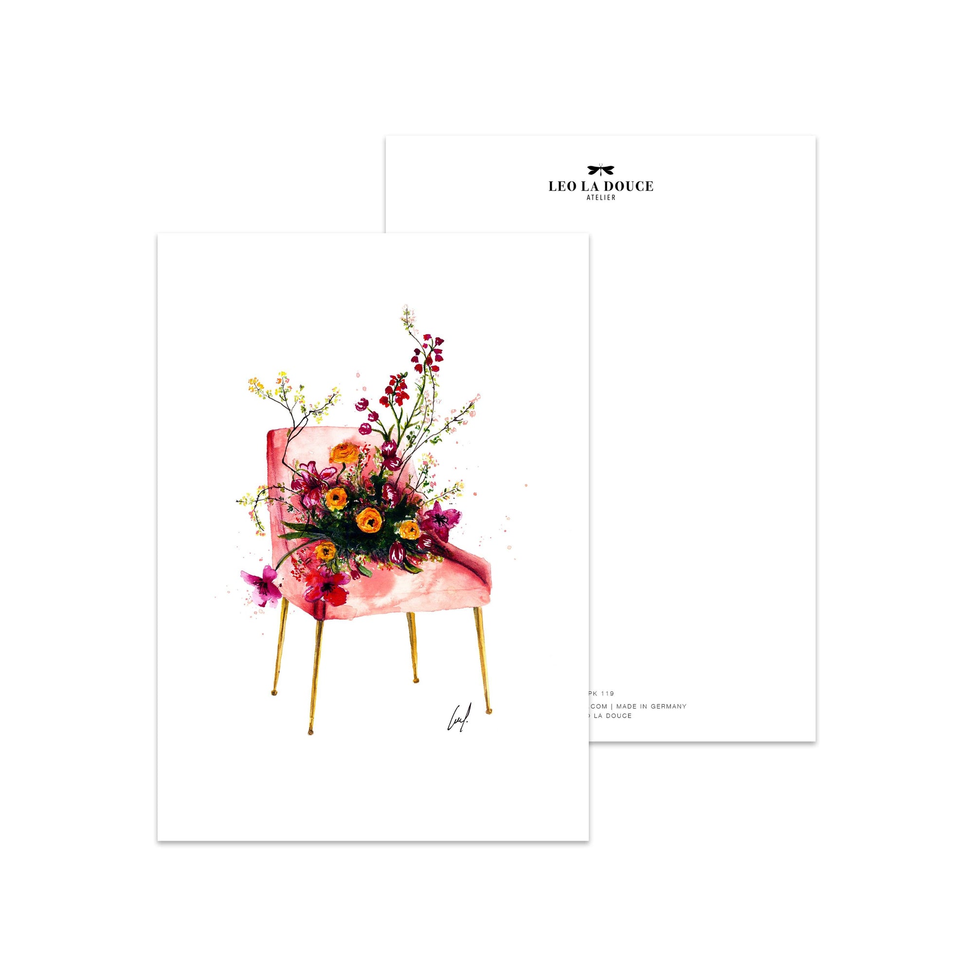 Postkarte · FLOWER CHAIR Postkarte Leo la Douce 