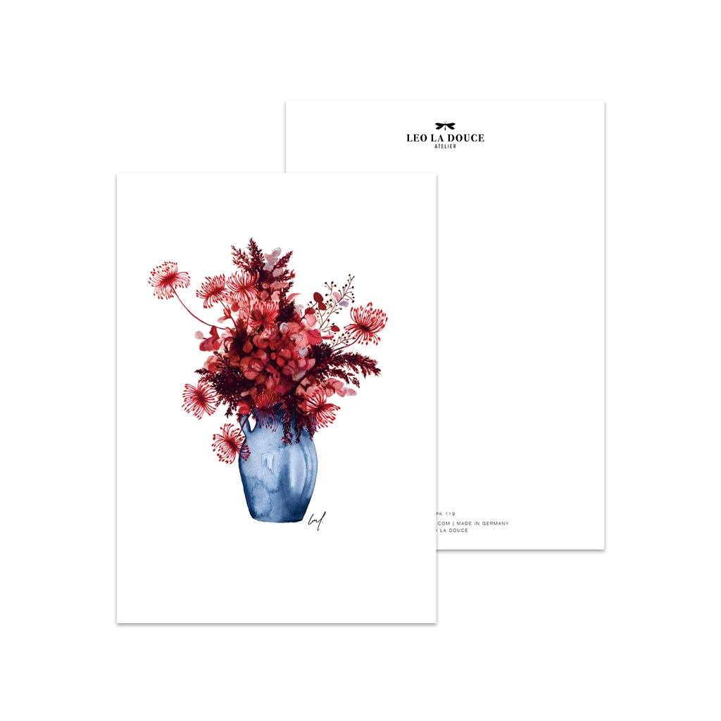 Postkarte - Red Autumn Flowers Postkarte Leo la Douce 