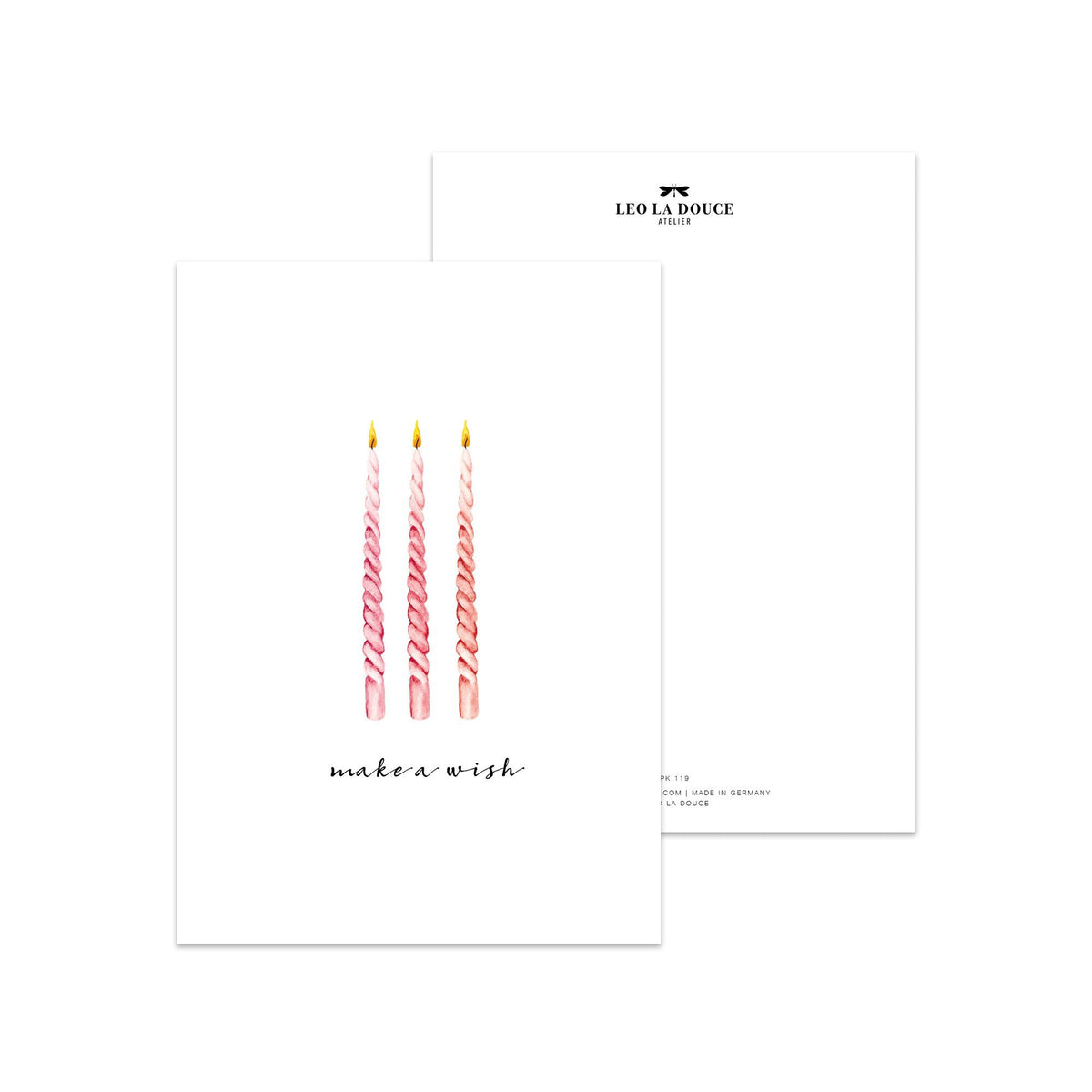 Postkarte - Make a wish · Red Candles Postkarte Leo la Douce 