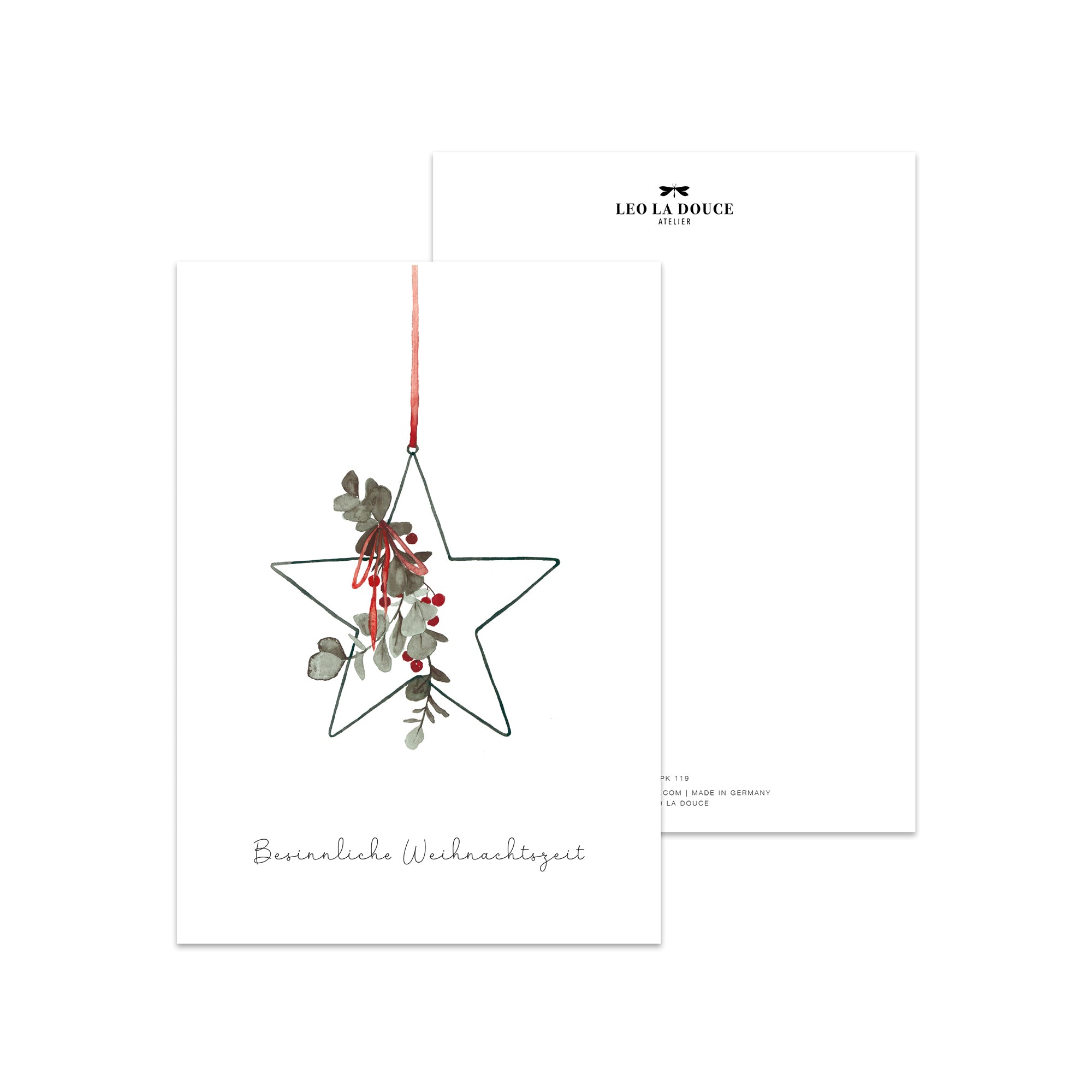 Postkarte - Weihnachtsstern Postkarte Leo la Douce 