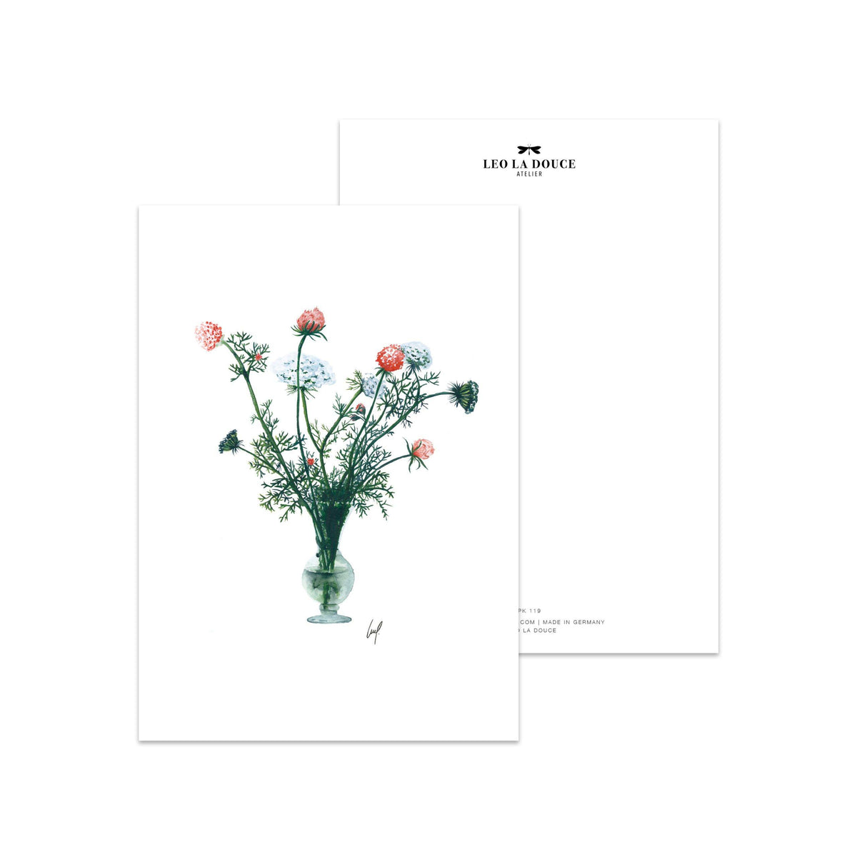 Postkarte - DELICATE FLOWERS Postkarte Atelier Leo la Douce 